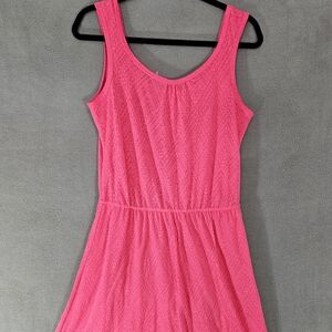 Prana Sleeveless Dress Pink Azalea Size Medium M Sleeveless Sheer Aztec